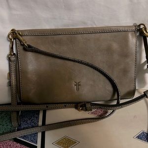 Frye small genuine leather “crossbody, clutch or wristlet”. Color: grey